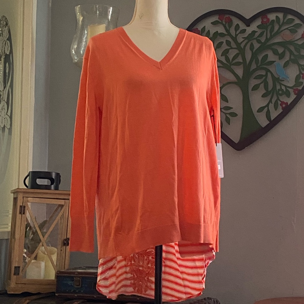 NWT RONDINA V-Neck Orange Tunic Sweater